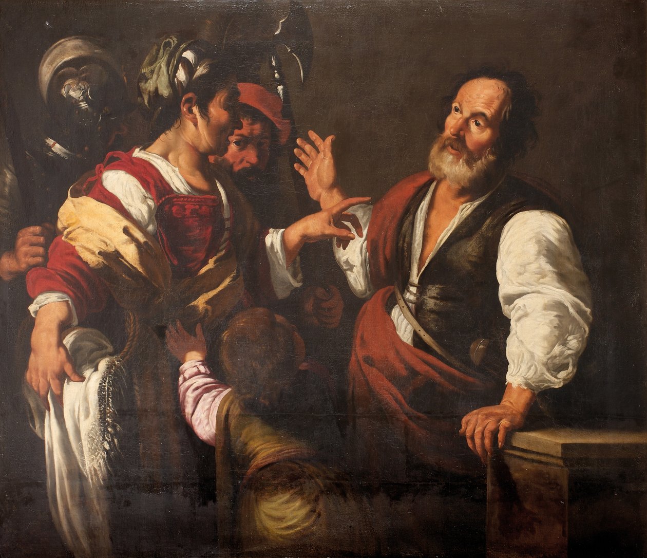 Pyhän Pietarin kieltäminen (öljy kankaalle) tekijältä Bernardo (follower of) Strozzi
