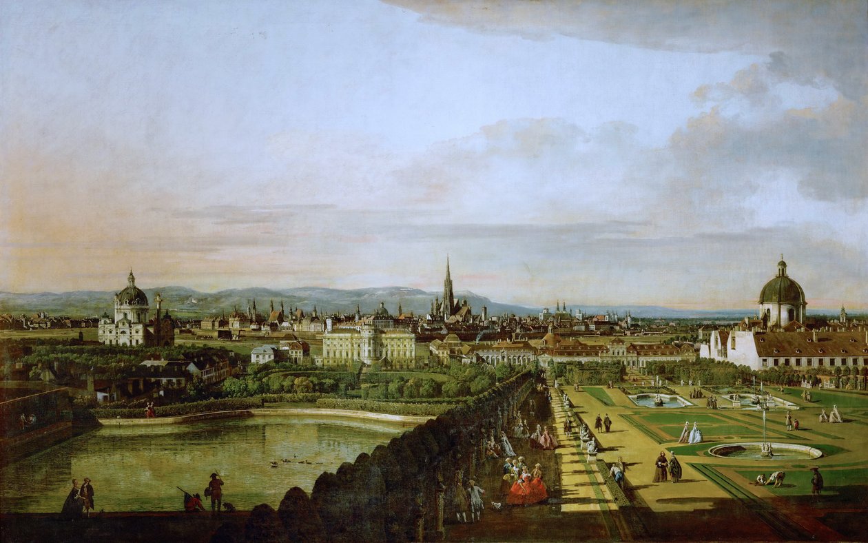 Saksa: Wien, vom Belvedere aus gesehen Näkymä Wieniin Belvederestä katsottuna. tekijältä Bernardo Bellotto
