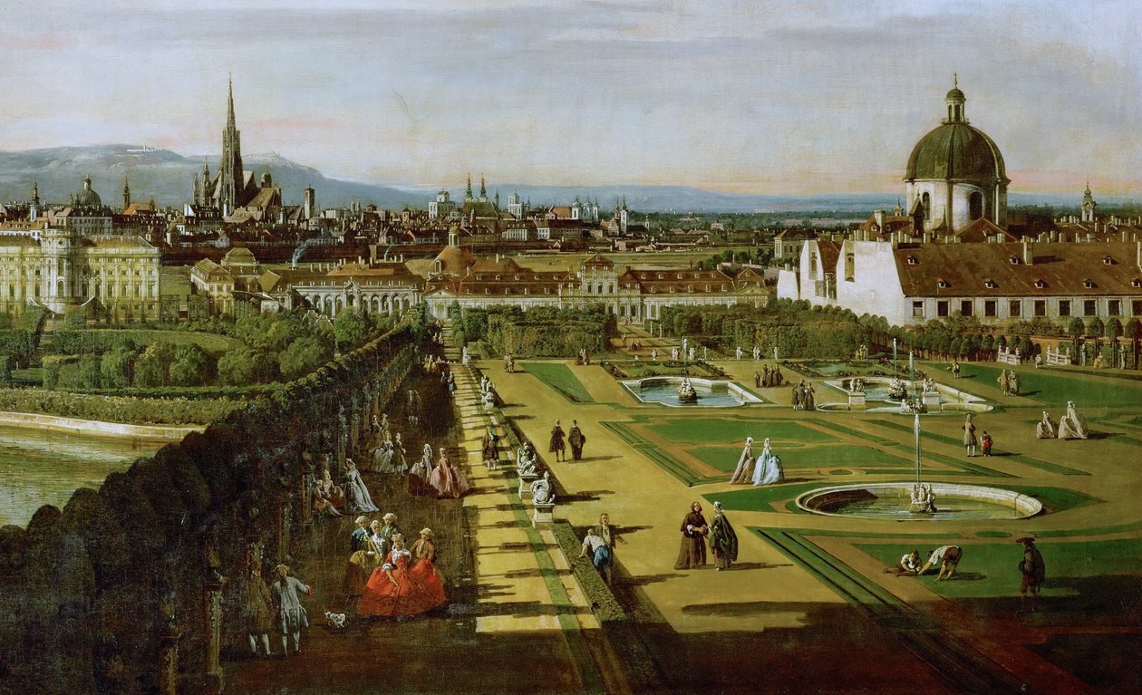 Saksa: Wien, vom Belvedere aus gesehen Näkymä Wieniin Belvederestä katsottuna. tekijältä Bernardo Bellotto