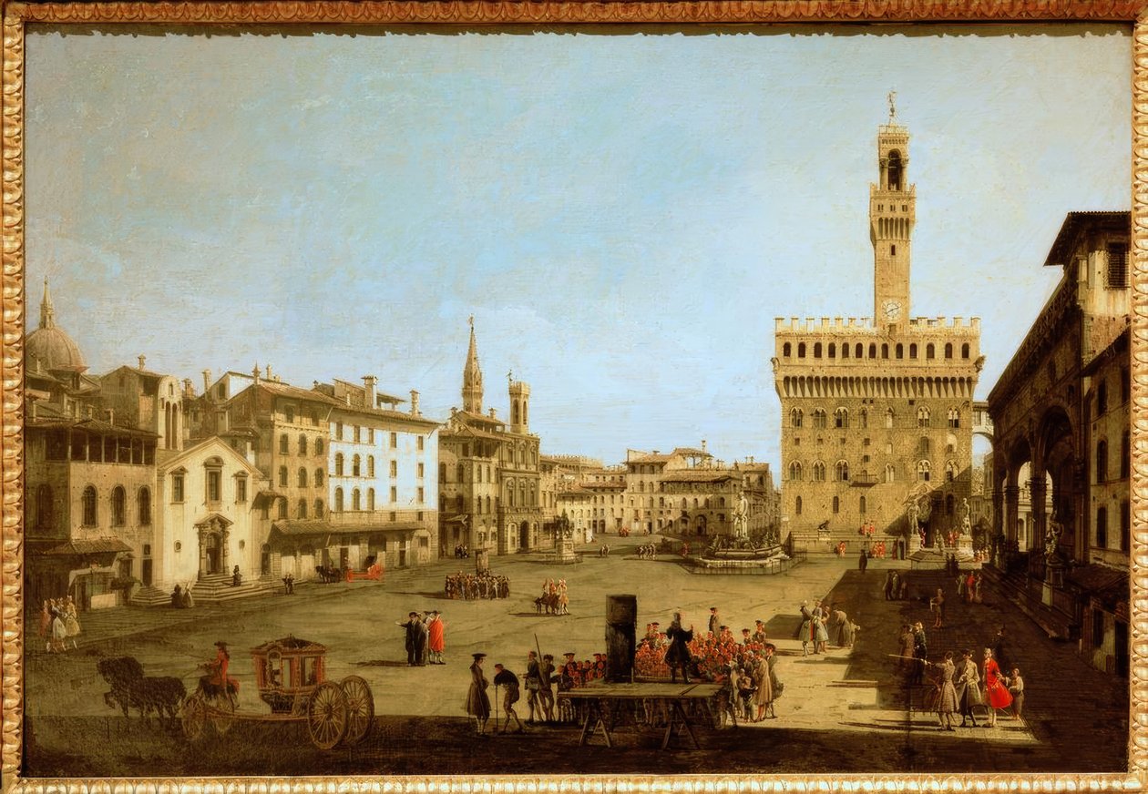 Piazza della Signoria tekijältä Bernardo Bellotto