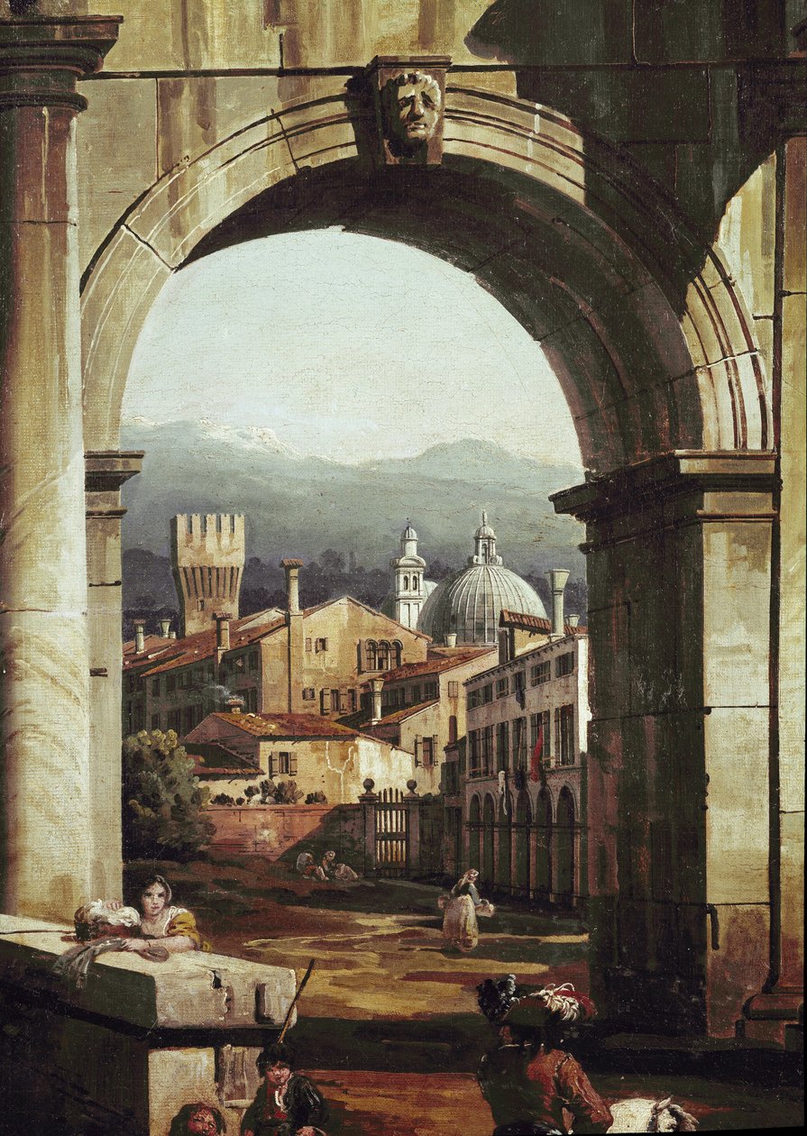 Roman Caprice ovella ja seinillä, yksityiskohta (öljy kankaalle tekijältä Bernardo Bellotto