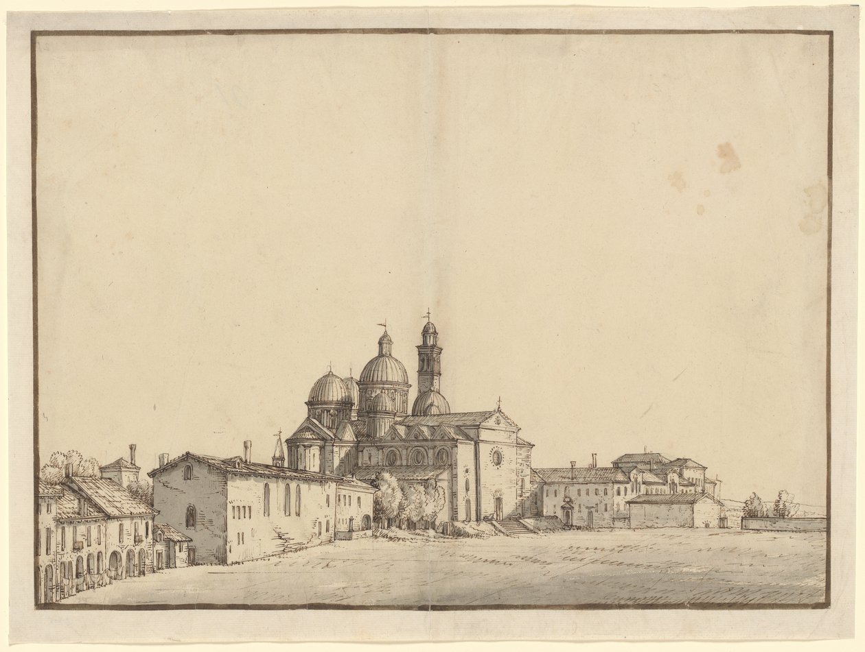 Pyhä Giustina ja Prato della Valle Padovassa tekijältä Bernardo Bellotto