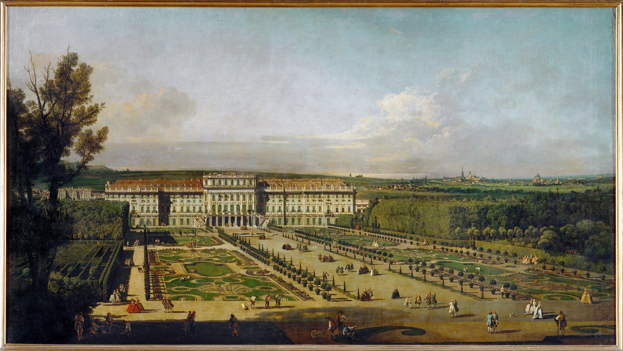 Schönbrunnin linna Wienissä, Itävallassa, puutarhasta katsottuna... (öljy kankaalle) tekijältä Bernardo Bellotto