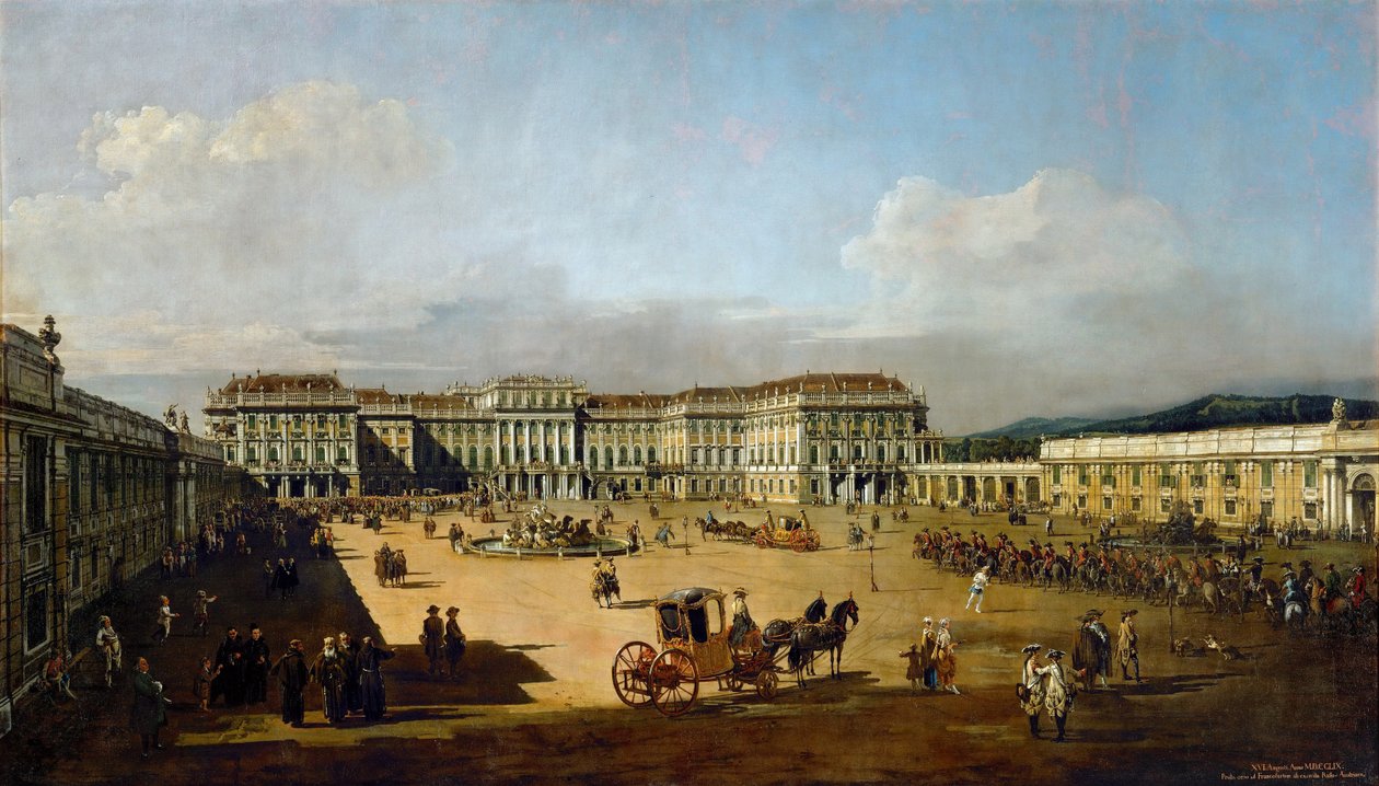 Schönbrunnin linna edestä katsottuna, vuosina 1758-1761 tekijältä Bernardo Bellotto
