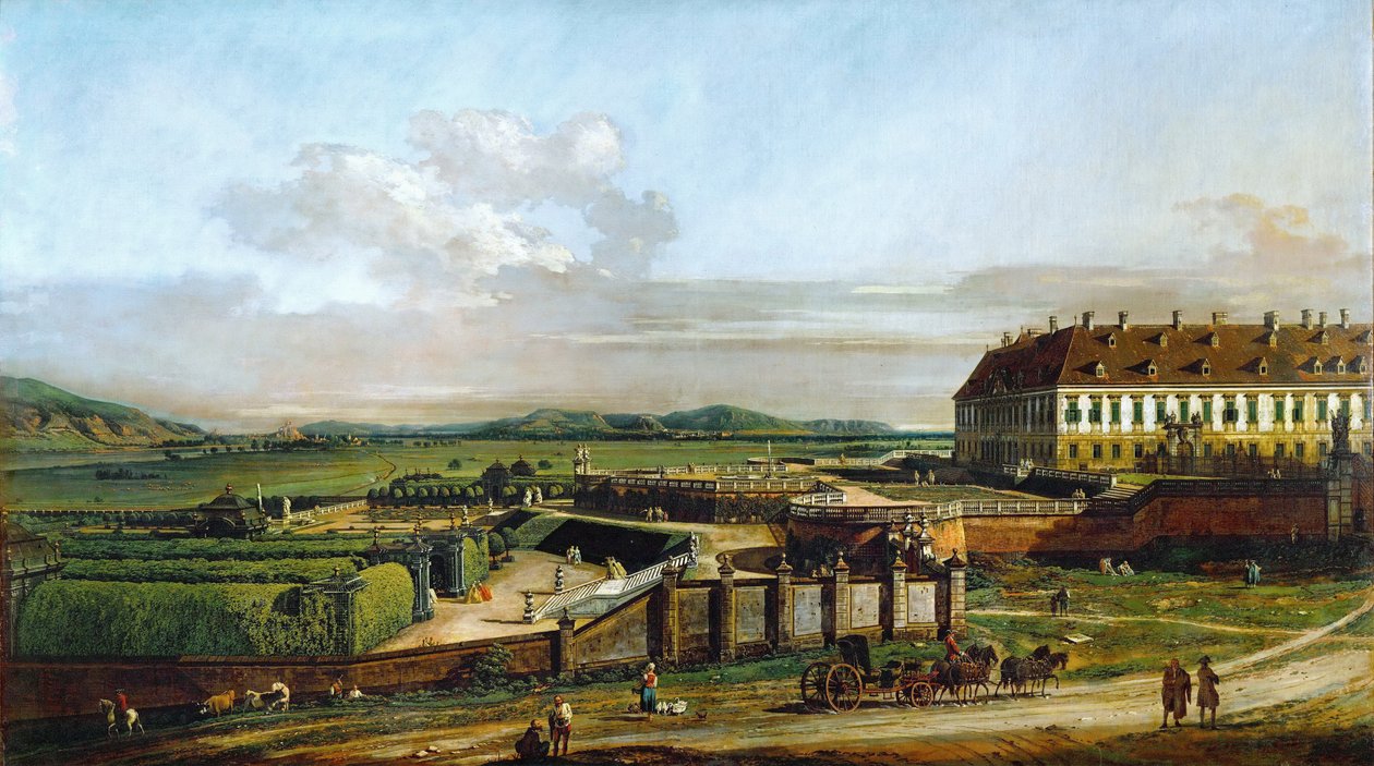 Schlosshofin linna pohjoisesta katsottuna, vuosina 1758-1761 tekijältä Bernardo Bellotto