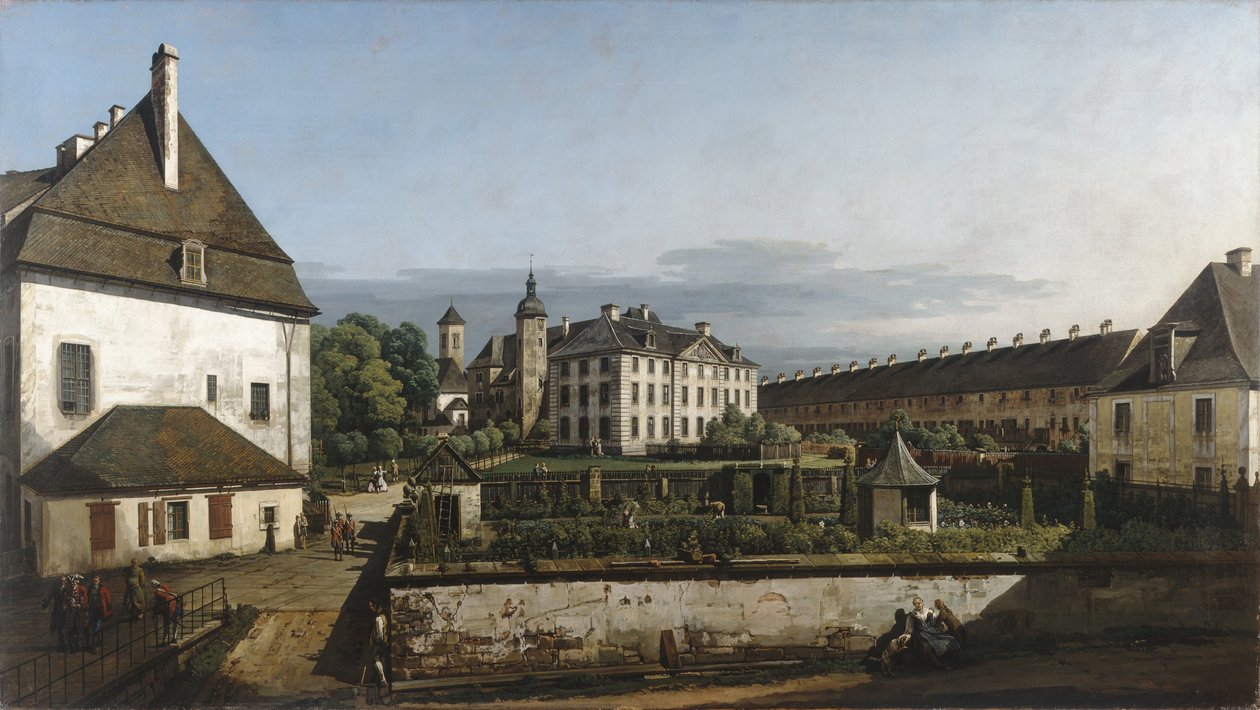 Konigsteinin linnoitus: sisäpiha Brunnenhausin kanssa tekijältä Bernardo Bellotto
