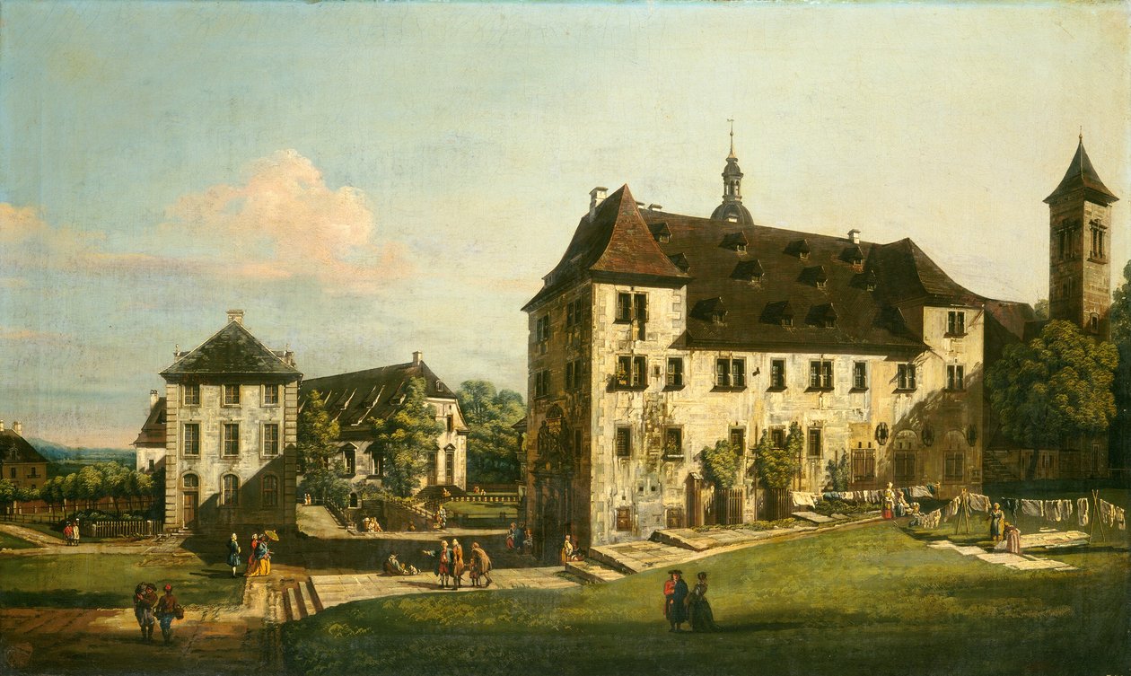 Königsteinin linnoitus: Piha Magdalenburgin kanssa, 1756-1758. tekijältä Bernardo Bellotto