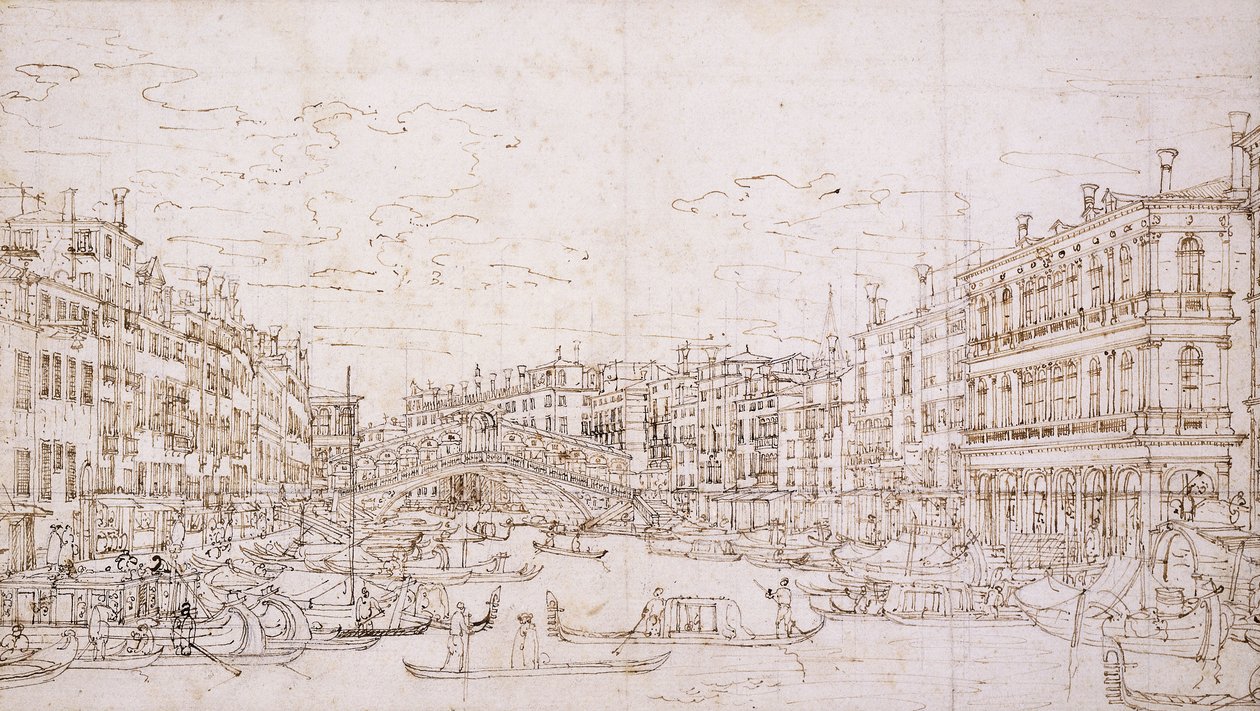 Grand Canal, Venetsia, Rialton silta etelästä, tekijältä Bernardo Bellotto