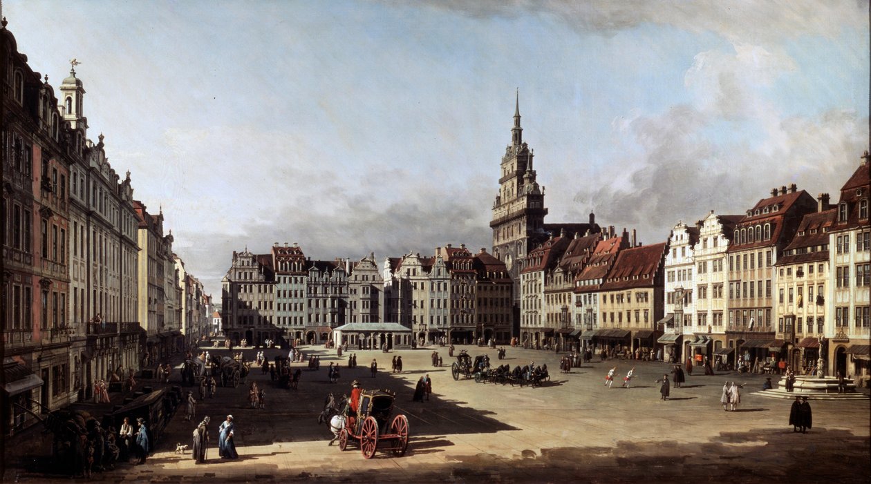 Vanha kauppapaikka Dresdenissä, c1750-c1752 tekijältä Bernardo Bellotto