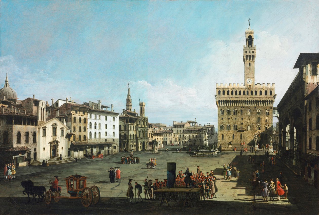 Piazza della Signoria Firenzessä tekijältä Bernardo Bellotto