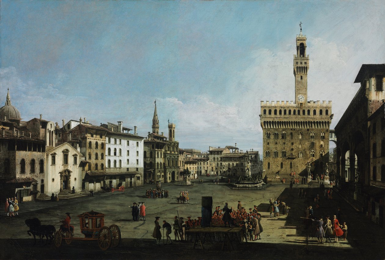 Piazza della Signoria Firenzessä, 1742 tekijältä Bernardo Bellotto