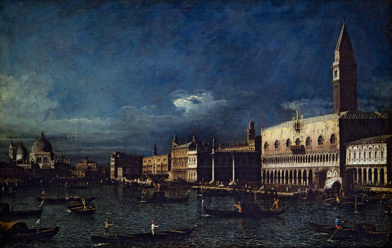 Kaksi venetsialaista näkymää, Grand Canal ja Molo länteen (kankaalle) (kankaalle) tekijältä Bernardo Bellotto