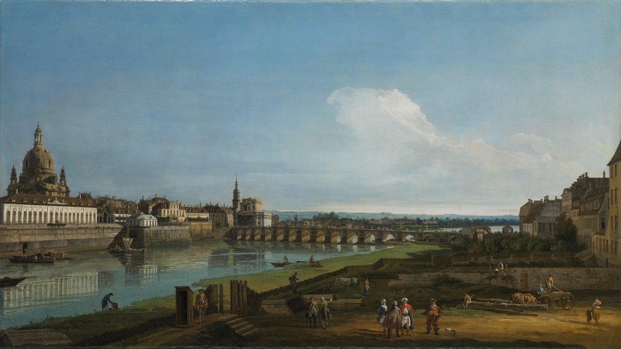 Näkymä Dresdenistä, vasemmalla Frauenkirche, 1747 tekijältä Bernardo Bellotto