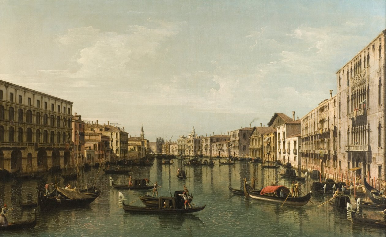 Näkymä Grand Canalille ja Palazzi Foscarin ja Moro Lin palatseille. tekijältä Bernardo Bellotto