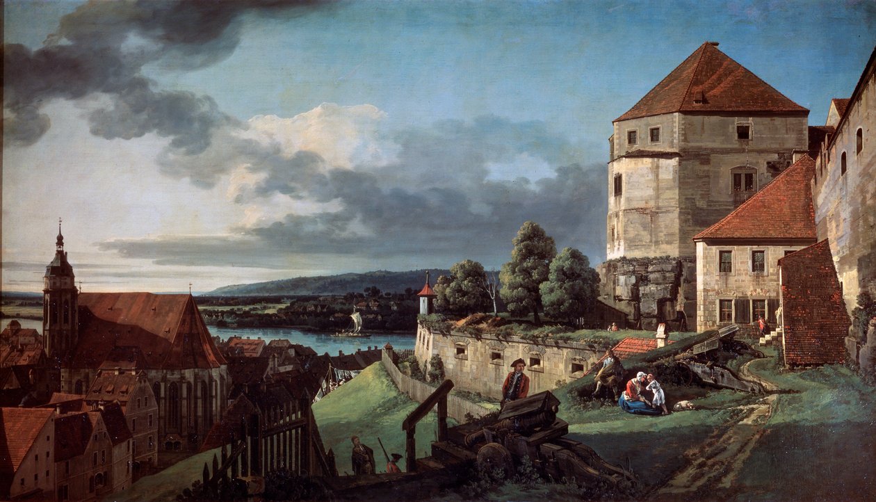 Näkymä Pirnaan Sonnensteinin linnoituksesta, c1752-c1755 tekijältä Bernardo Bellotto