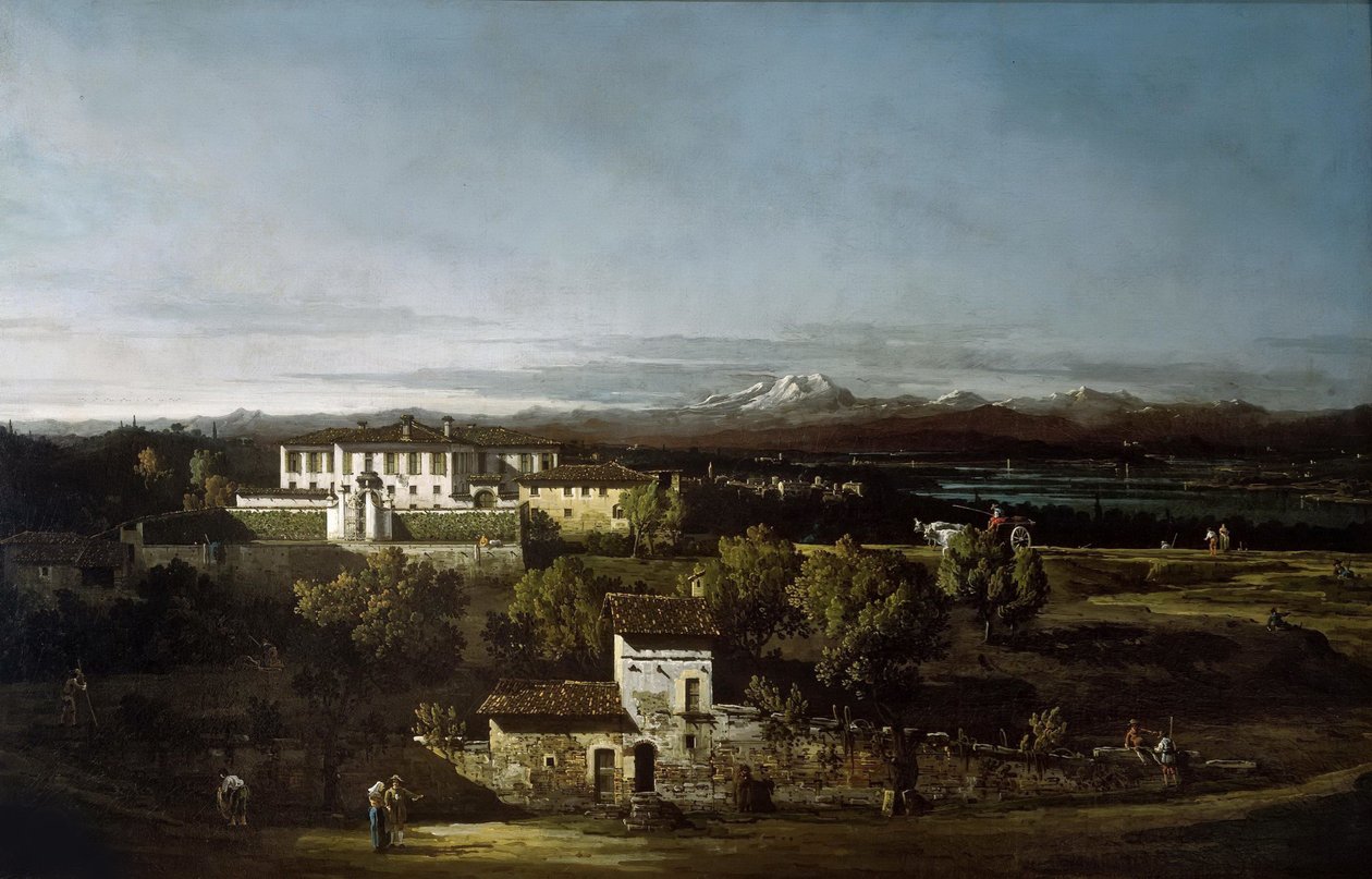 Näkymä Villa Perabòsta, myöhemmin Melzistä, Gazzadassa, 1744. tekijältä Bernardo Bellotto