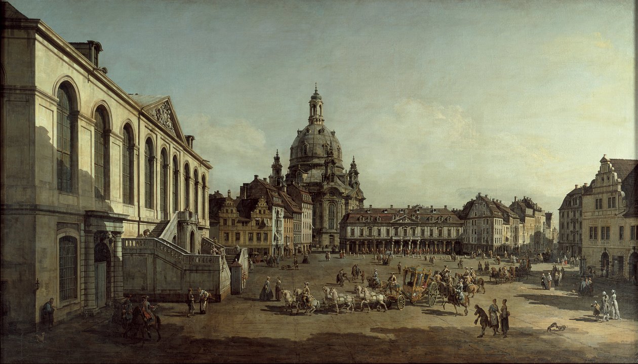 Näkymä Dresdenin Neumarktille Jüdenhofilta tekijältä Bernardo Bellotto