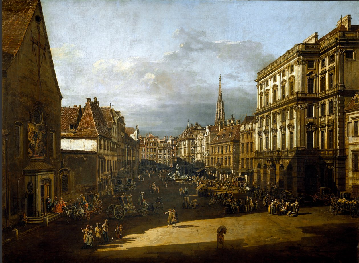 Näkymä Wienin jauhomarkkinoille Bernardo Bellotton (1720-1780) maalaus 1760 su. 116x155 cm Wien, Kunsthistorisches Museum tekijältä Bernardo Bellotto