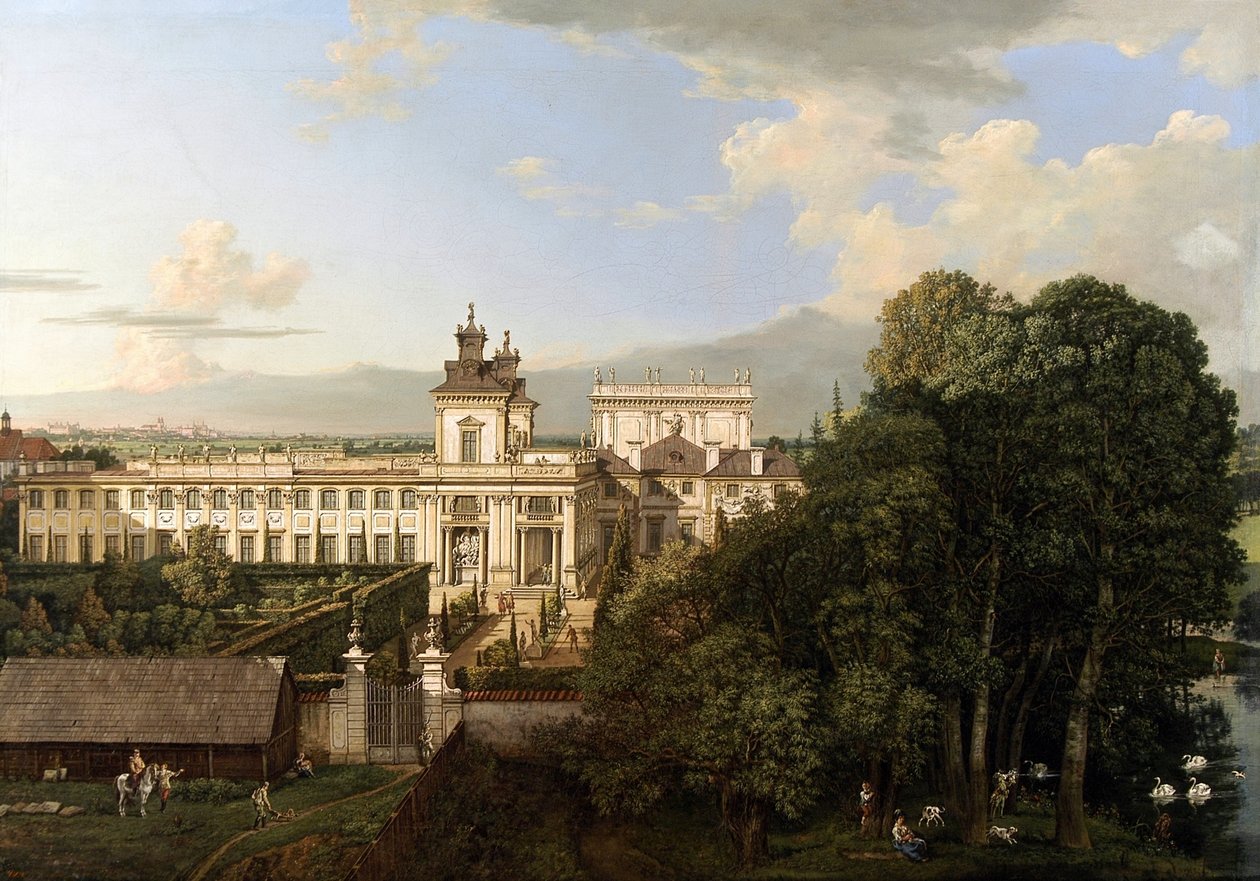 Wilanówin palatsi etelästä katsottuna. tekijältä Bernardo Bellotto