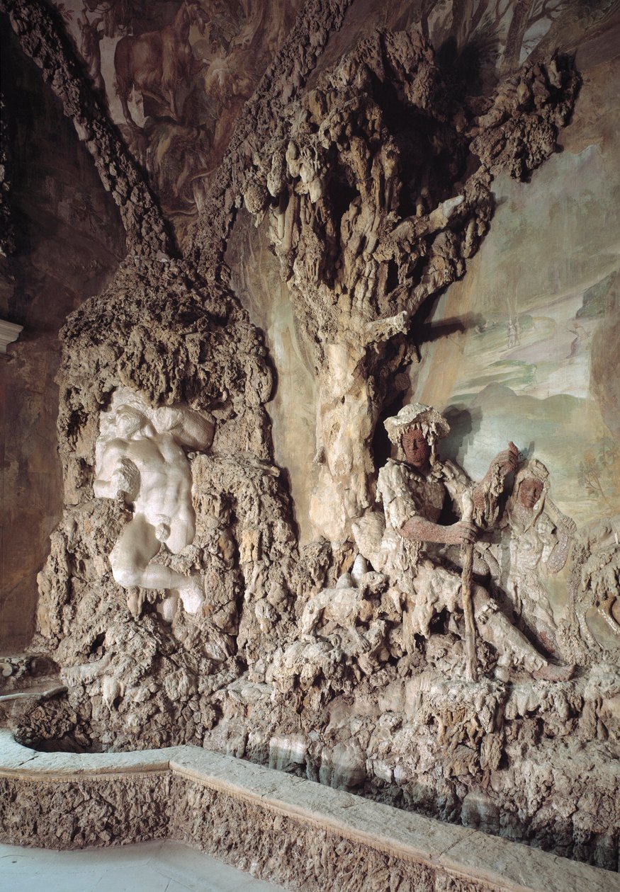Bernardo Buontalentin (1531-1608) (Grotta del Buontalenti) (1583-1588) luoman luolan sisäpuoli Yksityiskohta Palazzo Pitti, Boboli Gardens, Firenze, Italia tekijältä Bernardo Buontalenti