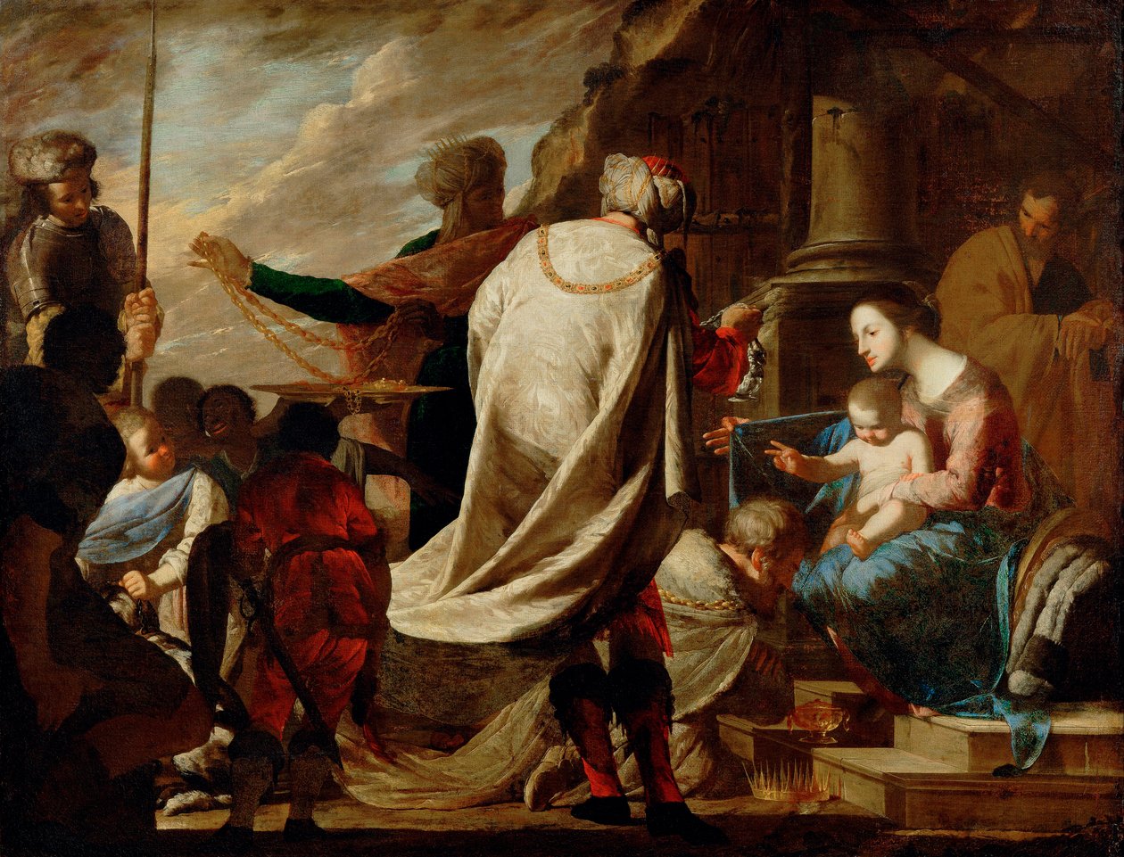 ""Adoration des mages"" (Magien ihailu) Peinture de Bernardo Cavallino (1616-1656) vers 1640 - Öljy kankaalle Koko 101,5x127 cm Art History Museum, Vienne tekijältä Bernardo Cavallino
