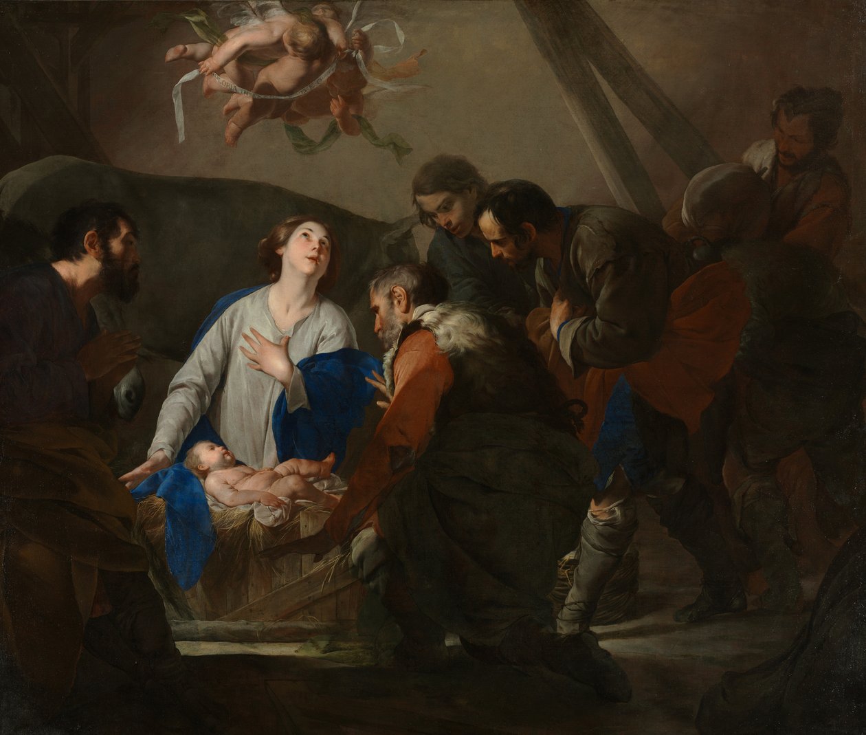 Paimenten palvonta, n. 1650 tekijältä Bernardo Cavallino