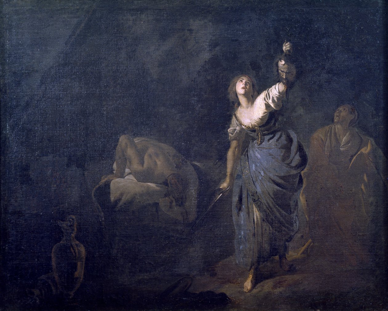 Judith ja Bernardo Cavallinon (1616-1622-1654-1656) Holofernesin pää, öljy kankaalle tekijältä Bernardo Cavallino