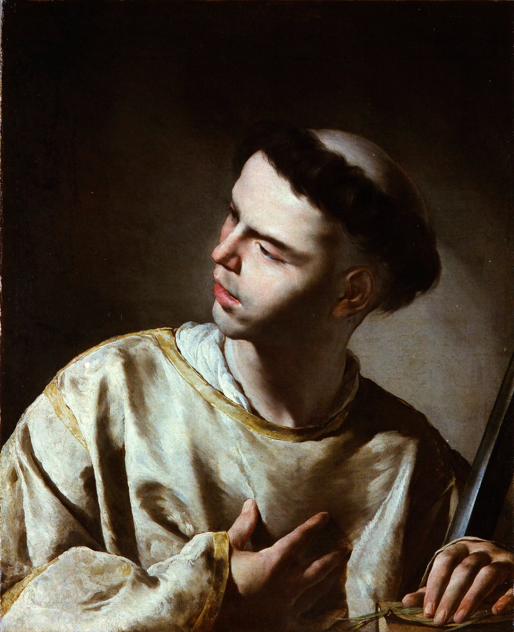 ""Saint Laurent"" (Saint Lawrence) Bernard Cavallinon (1616-1656) maalaus - 1640-luku - Öljy kankaalle - Koko 65,5x53,5 cm Lazaro Galdiano -museo, Madrid tekijältä Bernardo Cavallino