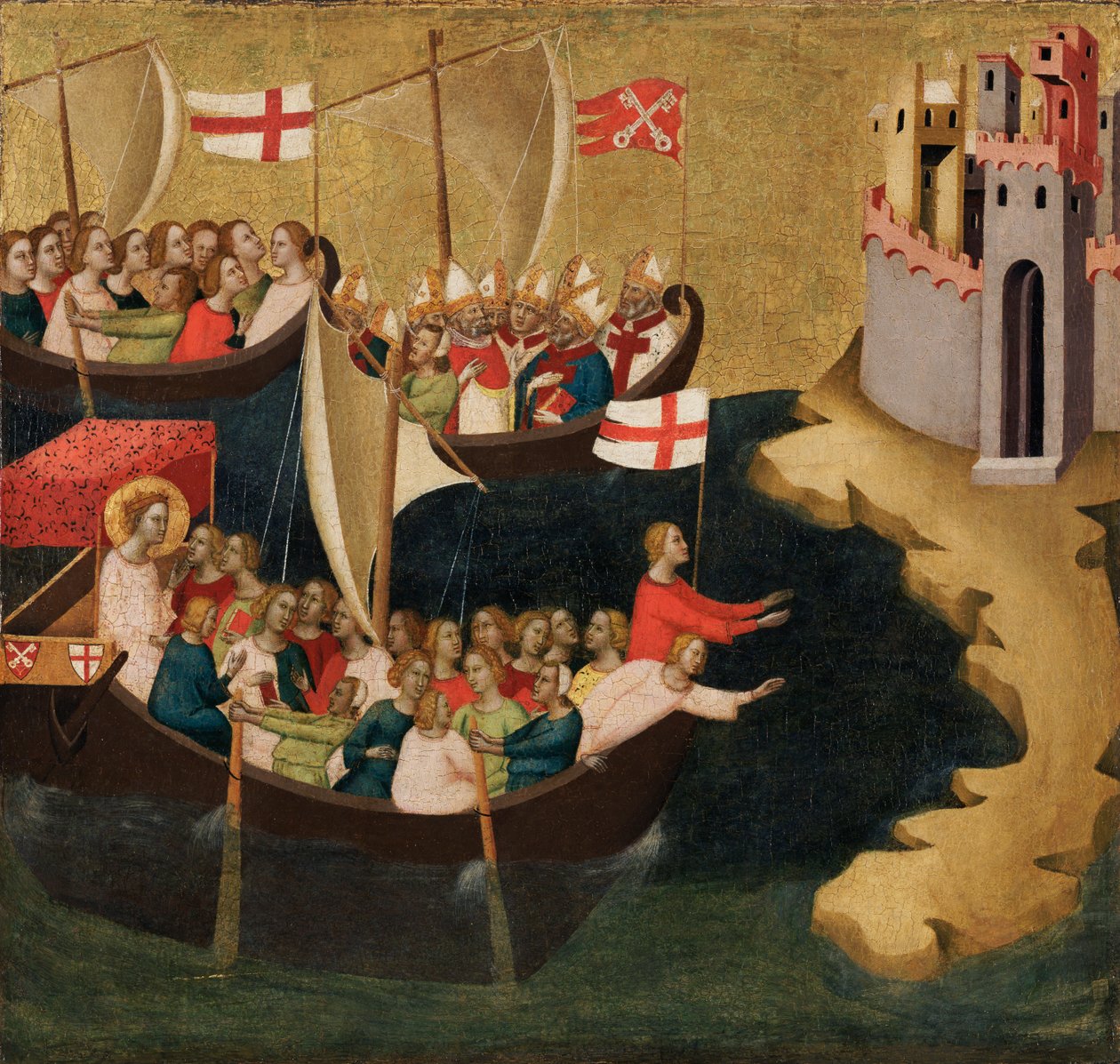 Pyhän Ursulan saapuminen Kölniin, noin 1333 (tempera ja lehtikulta paneelille). tekijältä Bernardo Daddi