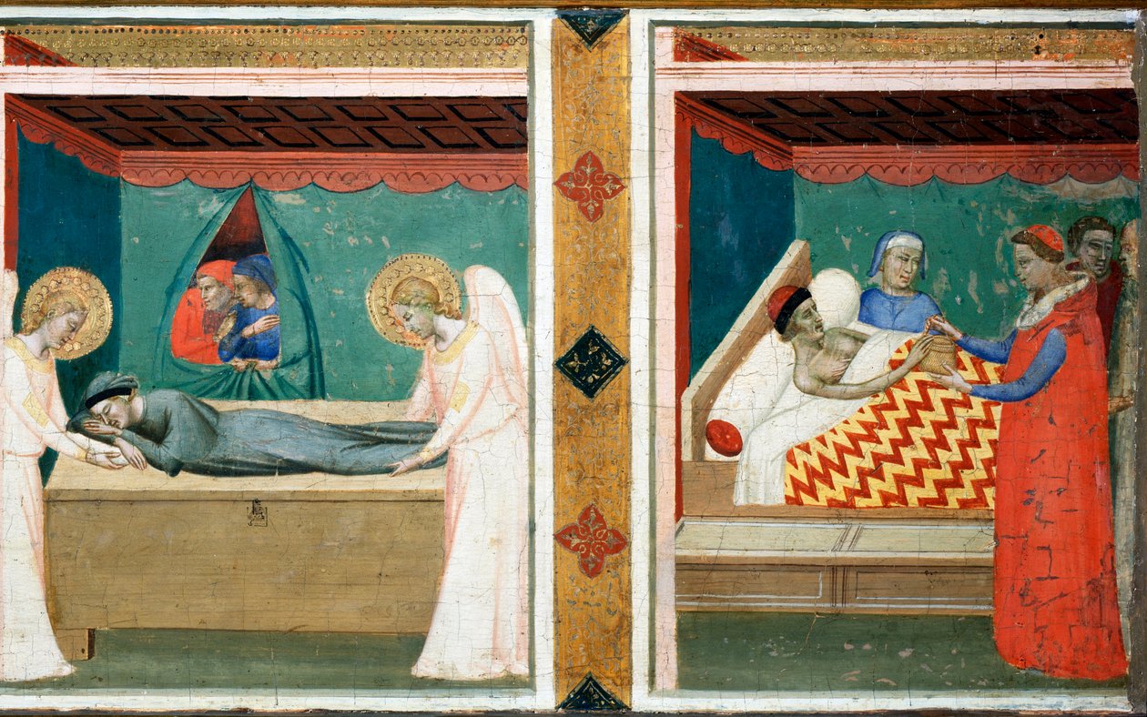 Legend of the Holy Belt (predelle of Santa Cintola polyptych) - öljy puulle tekijältä Bernardo Daddi