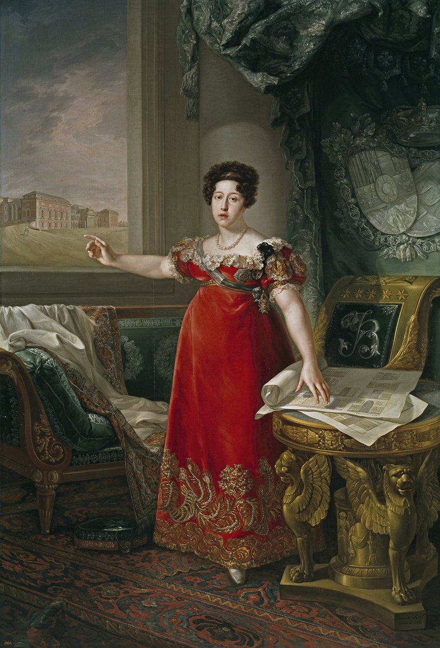 Marie Isabelle de Braganza, Portugalin infanta, Espanjan kuningatar puoliso - Maria Isabel Portugalista (1797-1818), Prado-museon edessä, kirjoittanut Lopez Piquer, Bernardo (1801-1874). öljy kankaalle tekijältä Bernardo Lopez y Piquer