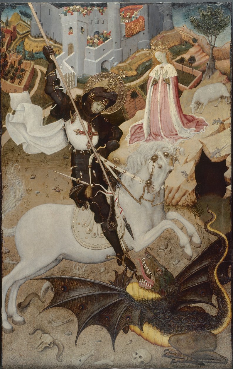Pyhä Yrjö tappaa lohikäärmeen, 1434-35 tekijältä Bernardo Martorell