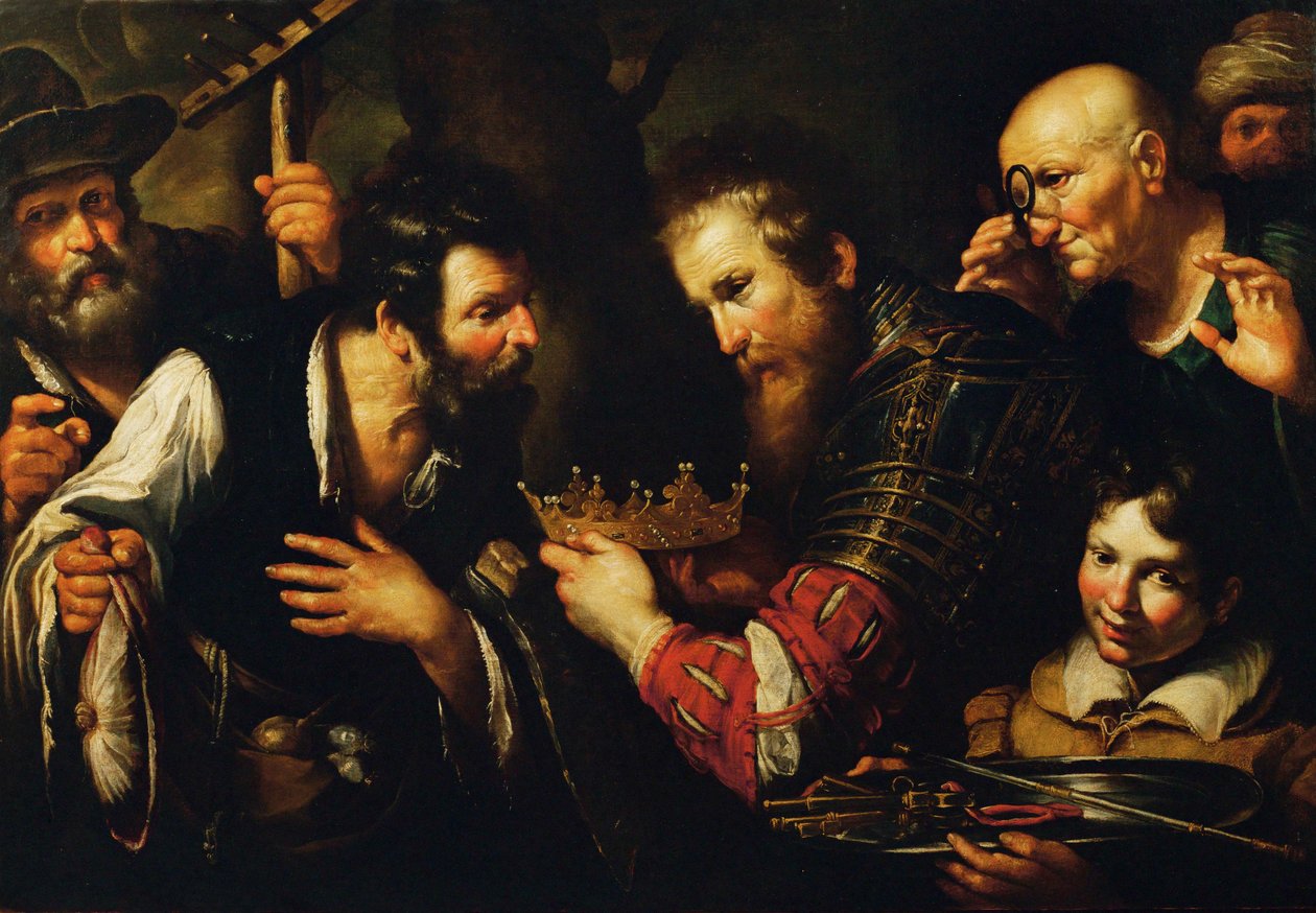 Aleksanteri Suuri antaa erään lähettilään palauttaa kruunun Abdolominukselle ... (maalaus kankaalle). tekijältä Bernardo Strozzi