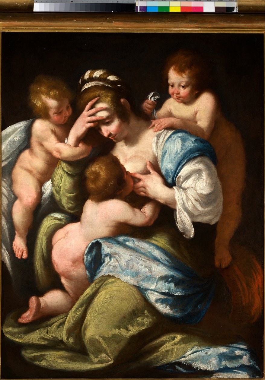 Kristillinen hyväntekeväisyys, n. 1610 (öljy kankaalle) tekijältä Bernardo Strozzi
