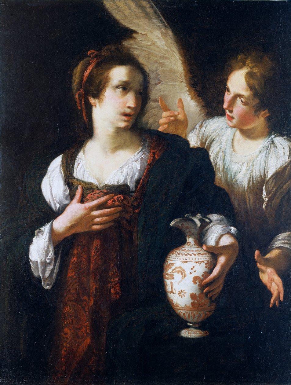 Hagar ja enkeli, n. 1630 (Öljy kankaalle) tekijältä Bernardo Strozzi