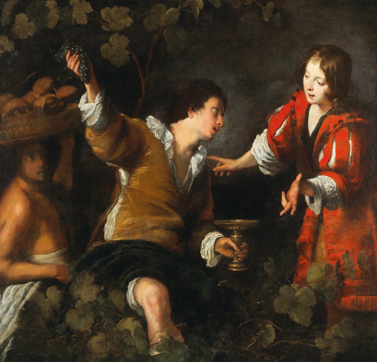 Joseph tulkitsemassa leipurin ja hovimestari unia. tekijältä Bernardo Strozzi