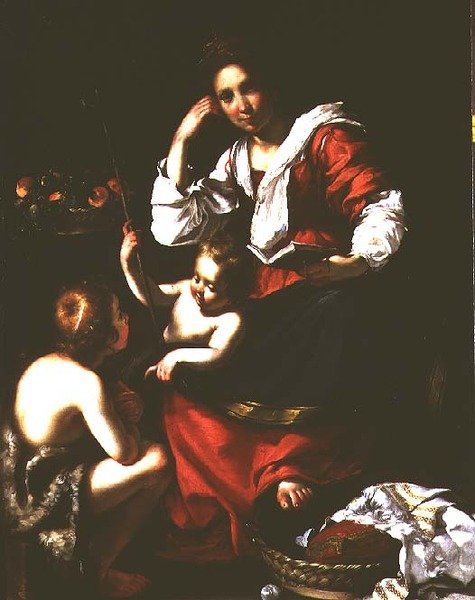 Madonna ja lapsi lapsen kanssa Pyhä Johannes Kastaja tekijältä Bernardo Strozzi