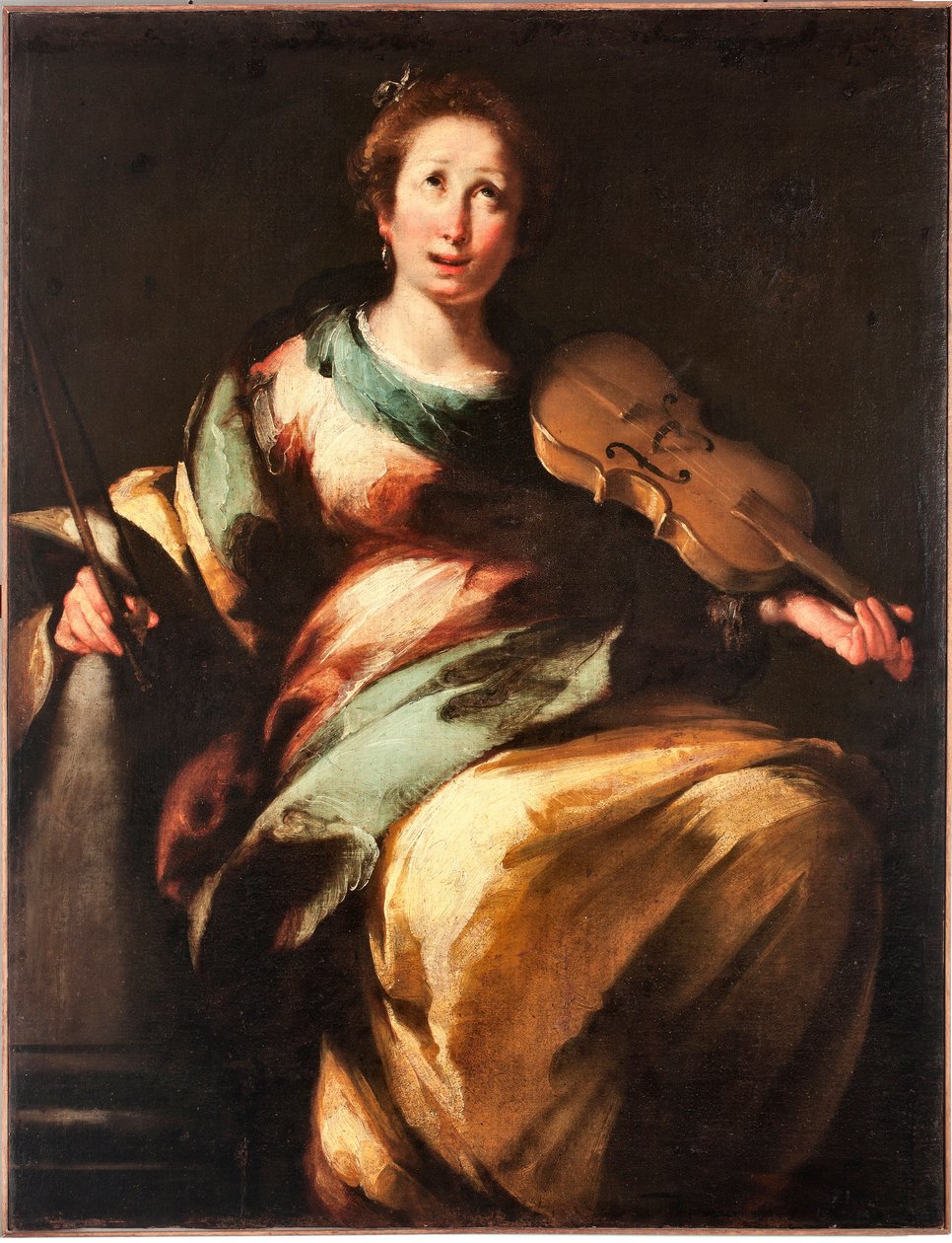Pyhän Cecilian esitys tai "Allegorie de la Musique" (St cecilia tai musiikin allegoria) Bernardo Strozzin (1581-1644) maalaus tekijältä Bernardo Strozzi