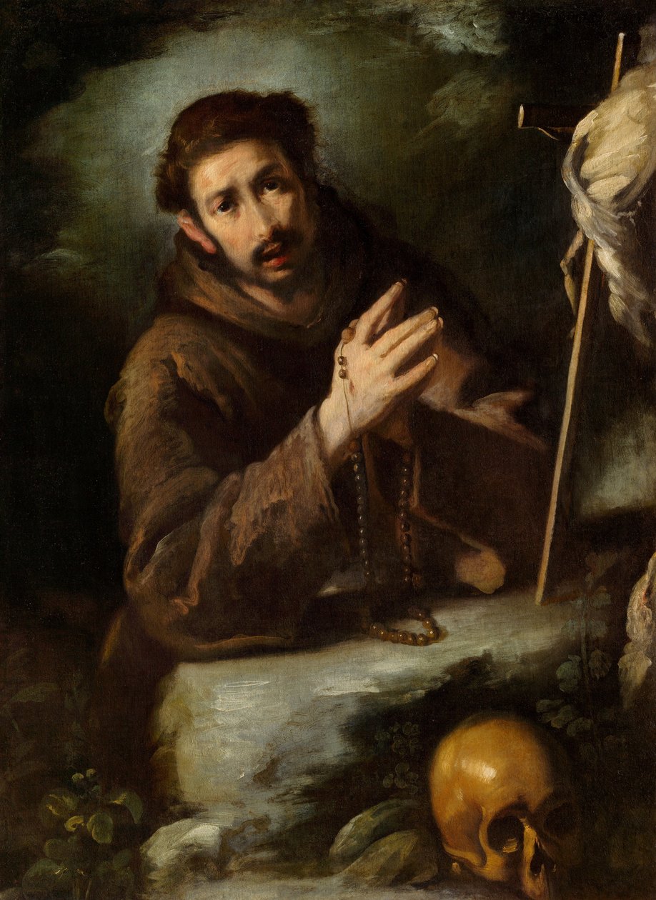 Pyhä Franciscus rukouksessa, n. 1620/1630 (öljy kankaalle) tekijältä Bernardo Strozzi