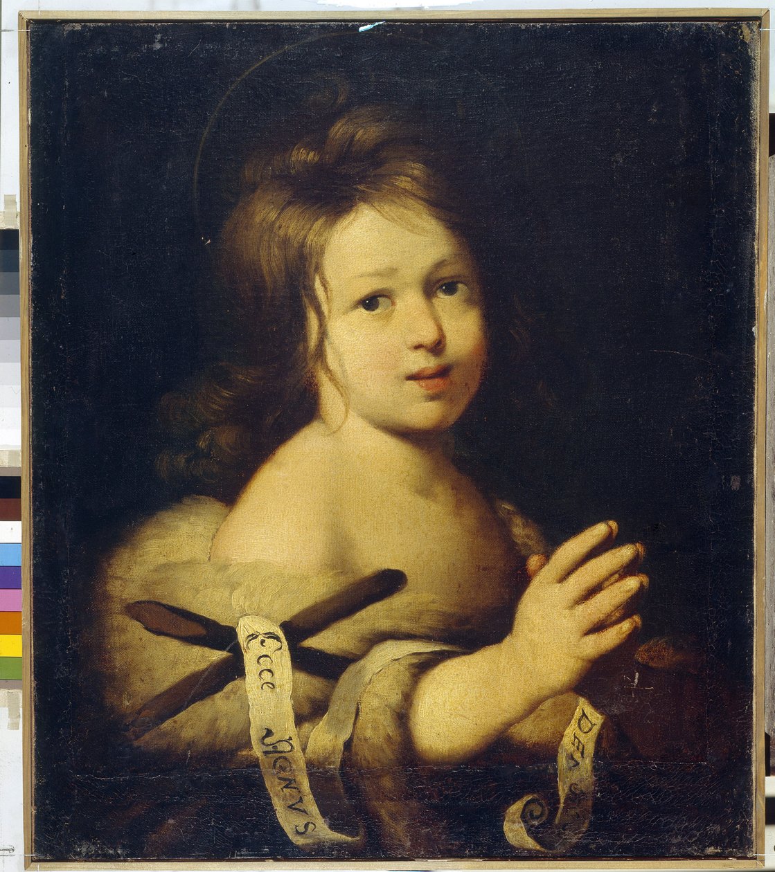 Pyhä Johannes Kastaja, lapsi. (John The Baptist, lapsena). Hänellä on risti, jossa on fylakteri "Ecce agnus dei" (Katso Jumalan Karitsa). Bernardo Strozzin (1581-1644) maalaus öljy kankaalle tekijältä Bernardo Strozzi