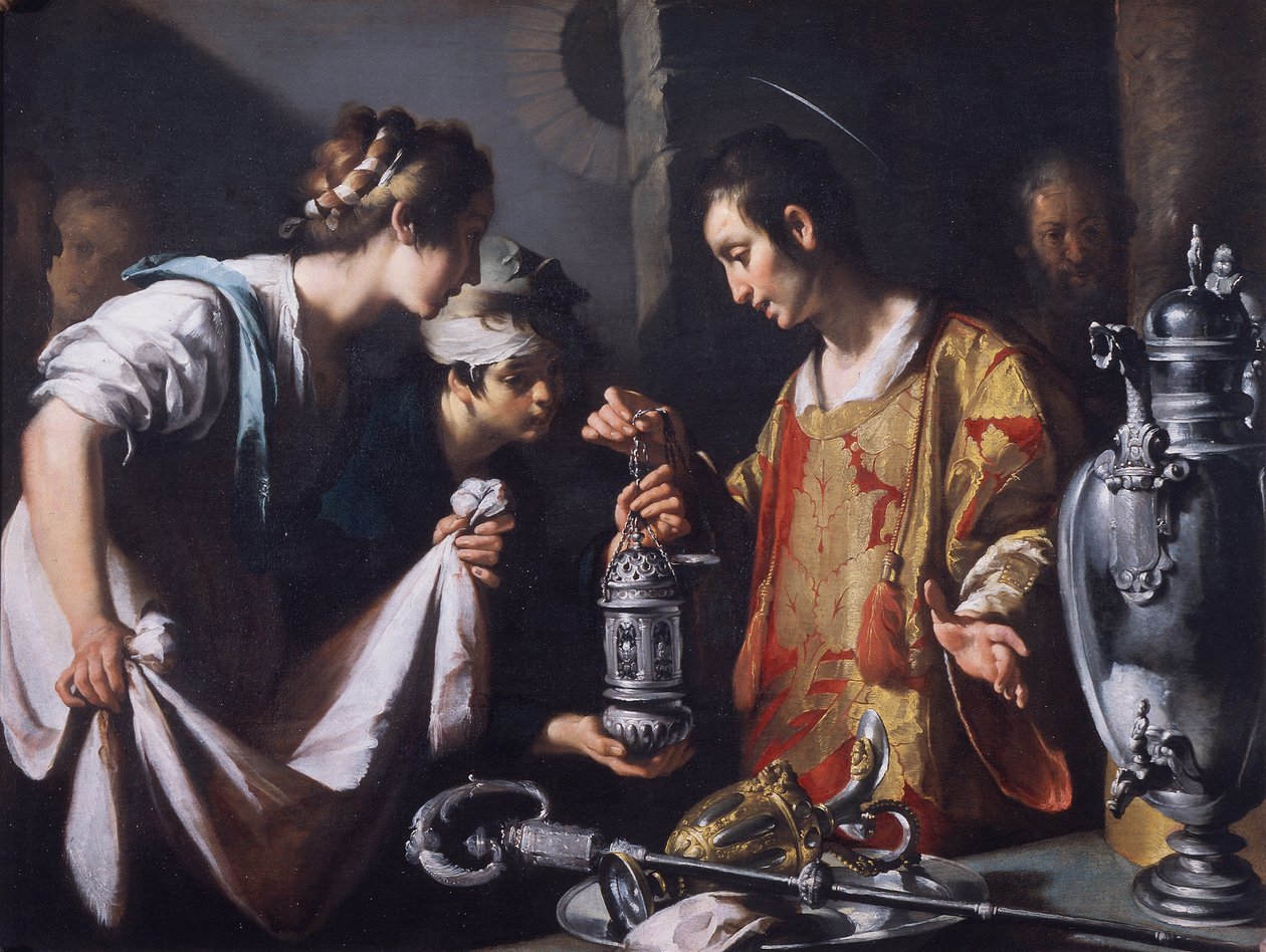 Pyhä Laurentius jakamassa kirkon rikkauksia, noin 1625 (öljy kankaalle). tekijältä Bernardo Strozzi