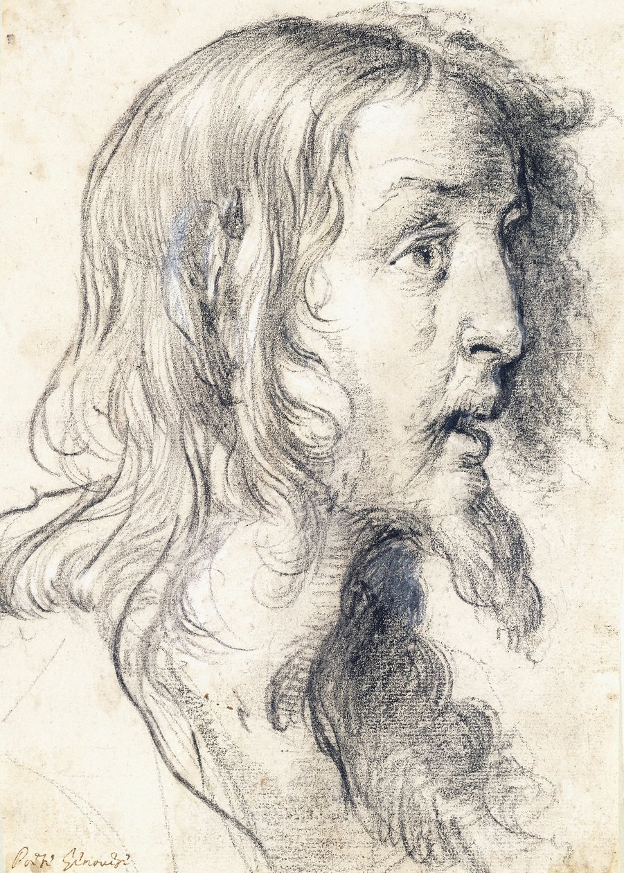 Kristuksen pää kuvassa oikealla, tekijältä Bernardo Strozzi