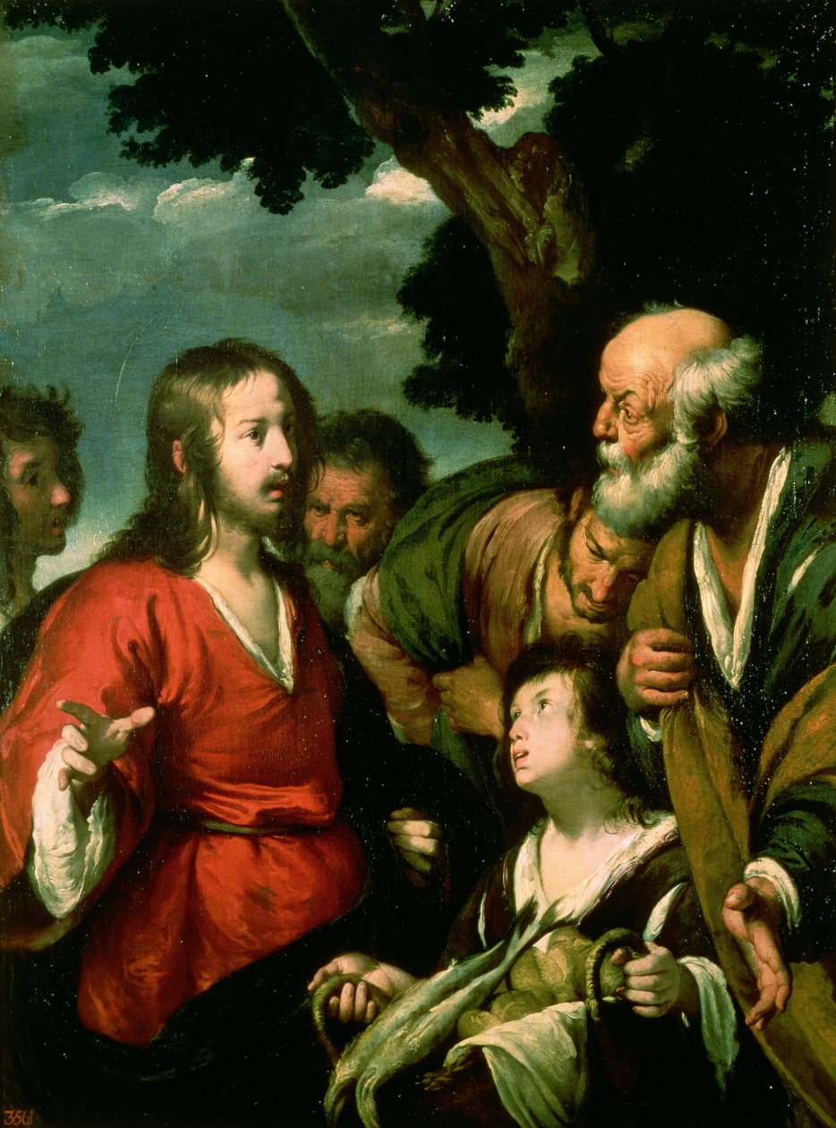 Leipien ja kalojen ihme, n. 1630 tekijältä Bernardo Strozzi