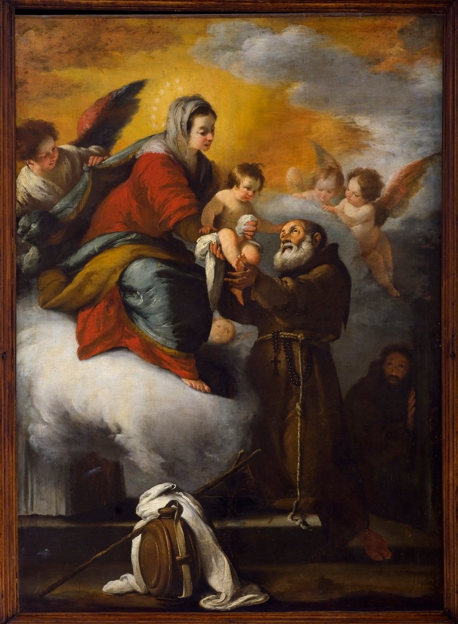 Neitsyt antaa Jeesuksen lapsen Cantalicen autuaalle Felicelle (öljy kankaalle) tekijältä Bernardo Strozzi