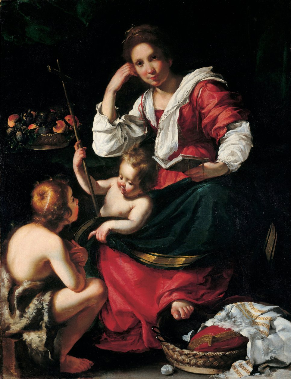 Neitsyt ja lapsi Johannes Kastajan kanssa poikana, n. 1620 tekijältä Bernardo Strozzi