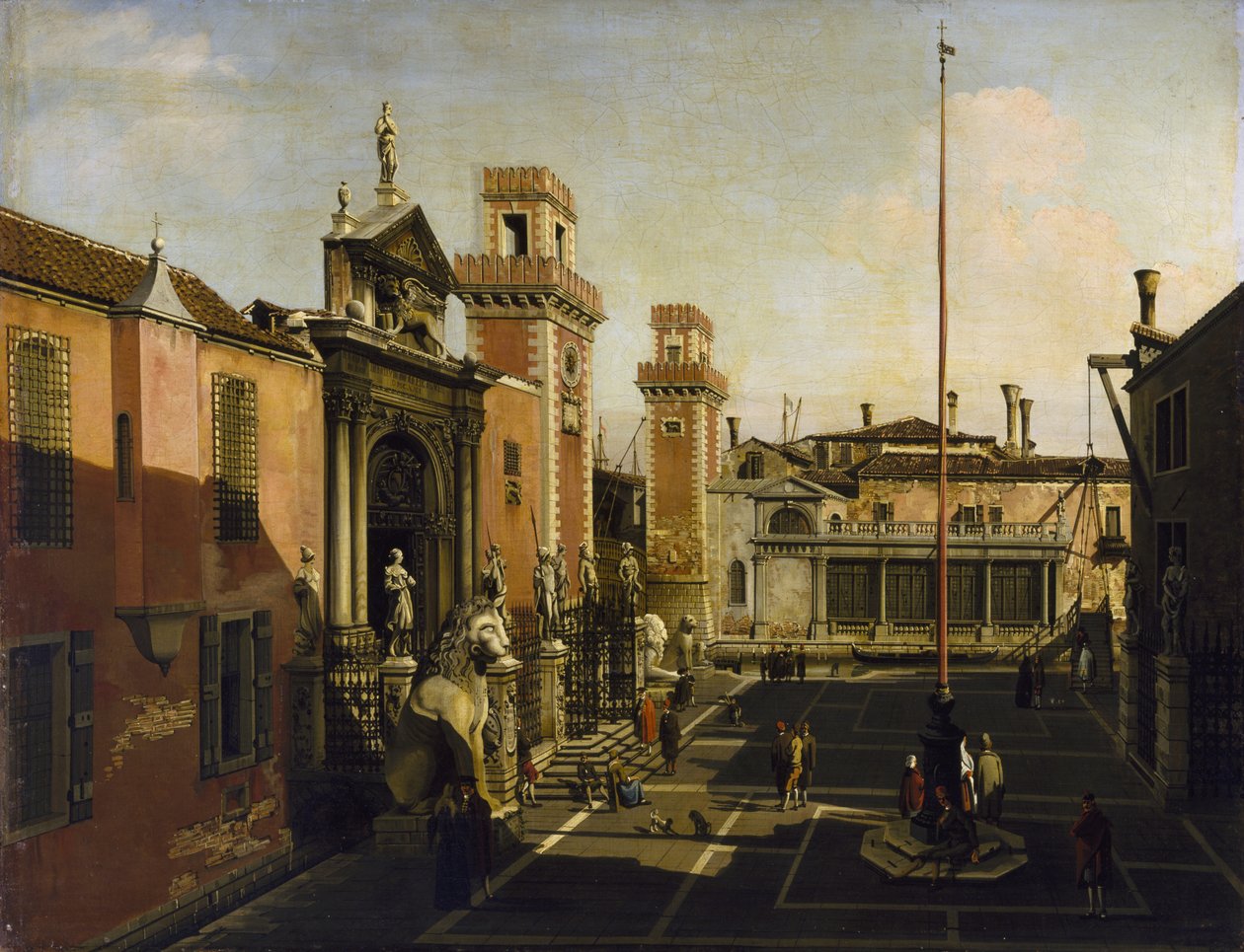 Sisäänkäynti arsenaaliin, Venetsia, n. 1740-luku tekijältä Bernardo after Bellotto