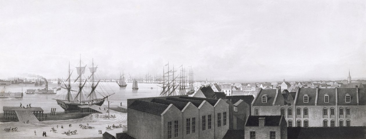 Näkymä New Orleansista otettu Lower Cotton Pressistä, 1860 (akvatinta) tekijältä Bernhard J. Dondorf