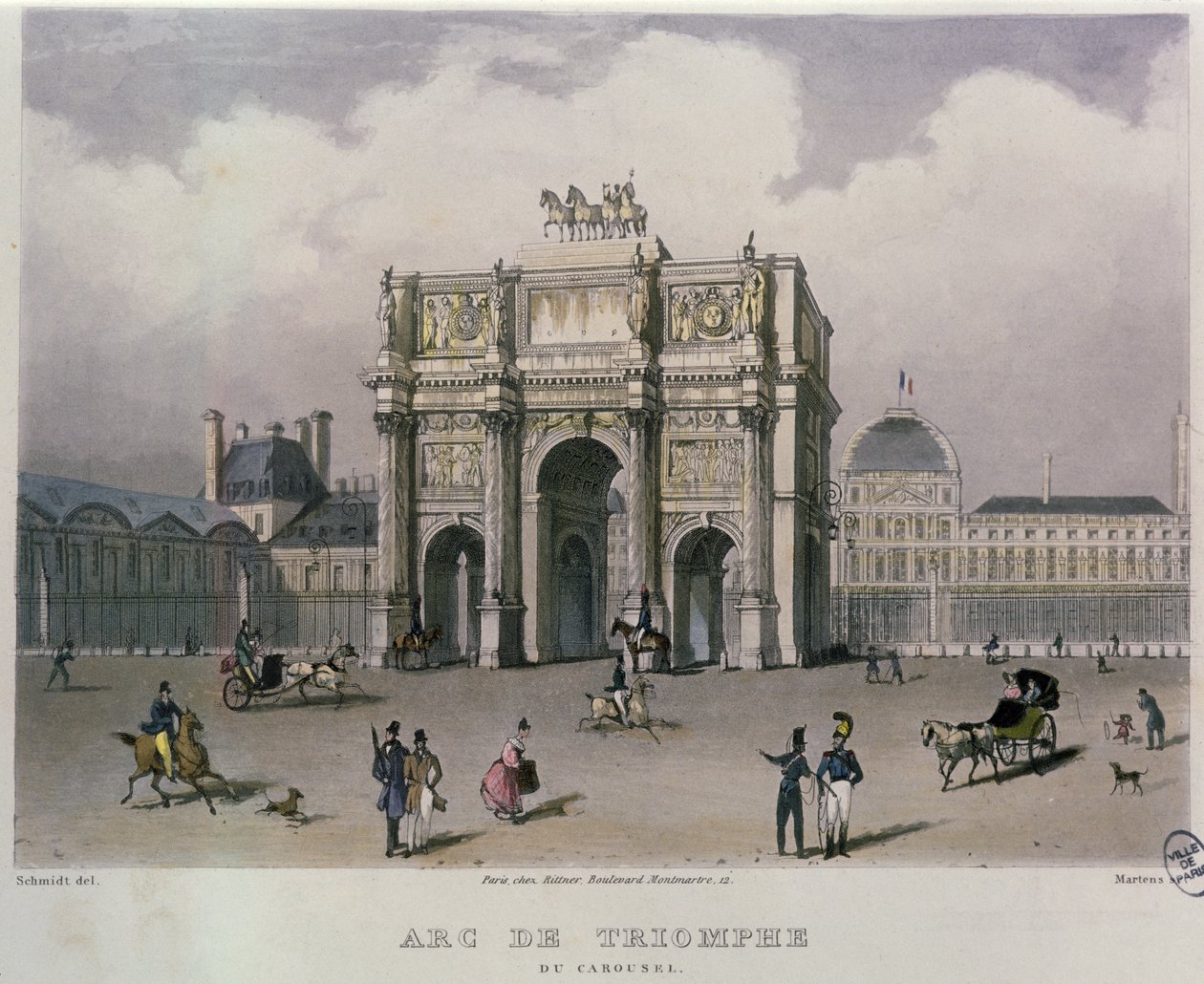 Arc de Triomphe du Carrousel, Pariisi, 1832 tekijältä Bernhard Schmidt