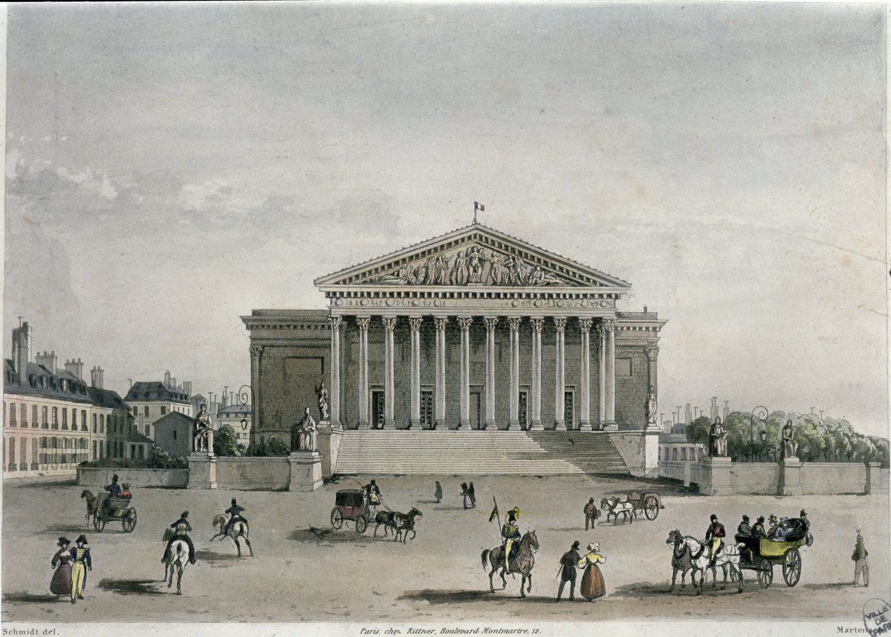 Edustajahuone, Pariisi, 1832 (värikaiverrus) tekijältä Bernhard Schmidt