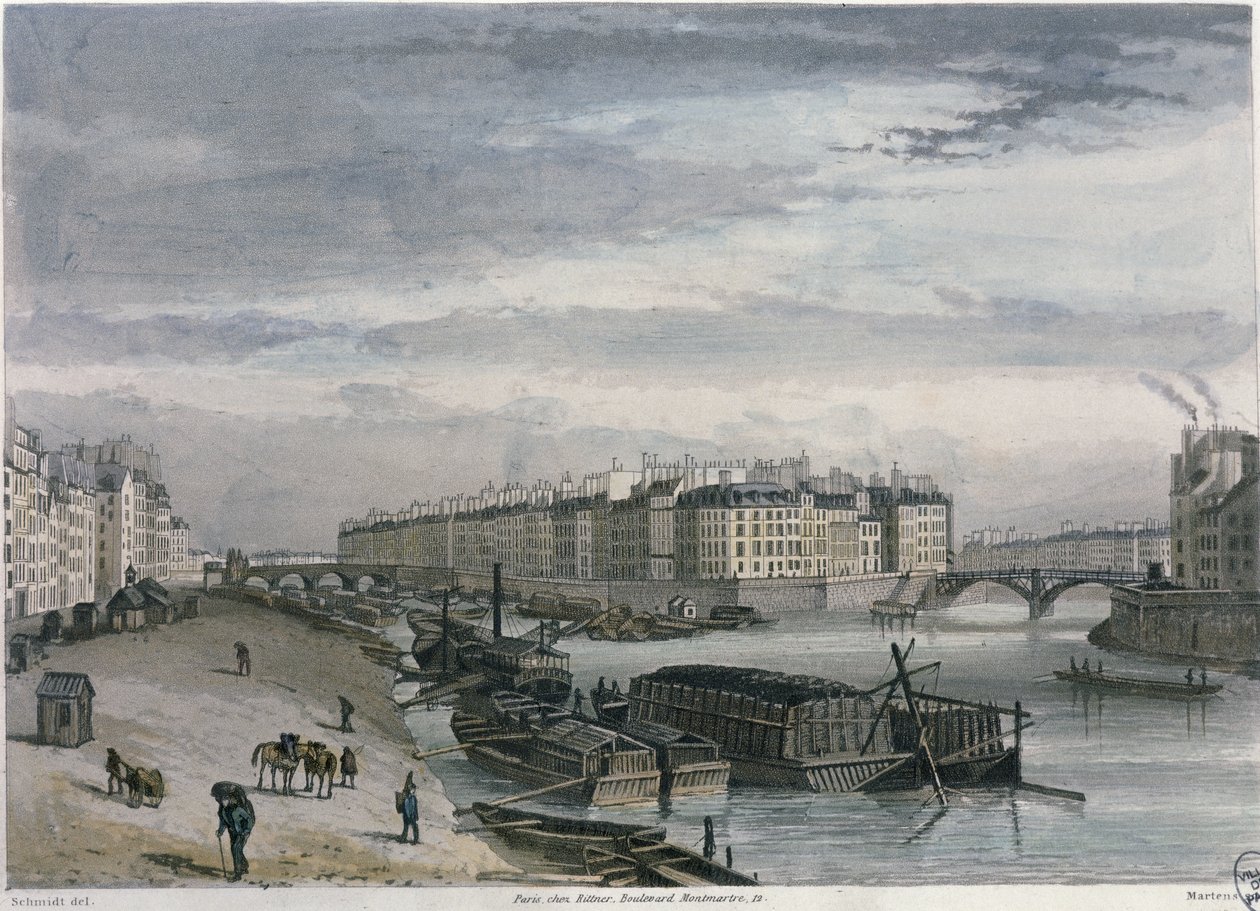 Saint-Louisin saari, 1832 (värikaiverrus) tekijältä Bernhard Schmidt